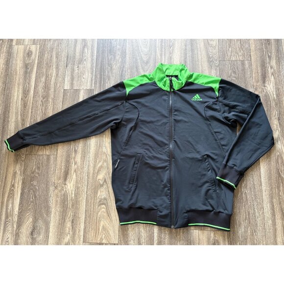 Adidas Barricade Tennis Mens Performance Jacket Black & Green - Picture 1 of 11